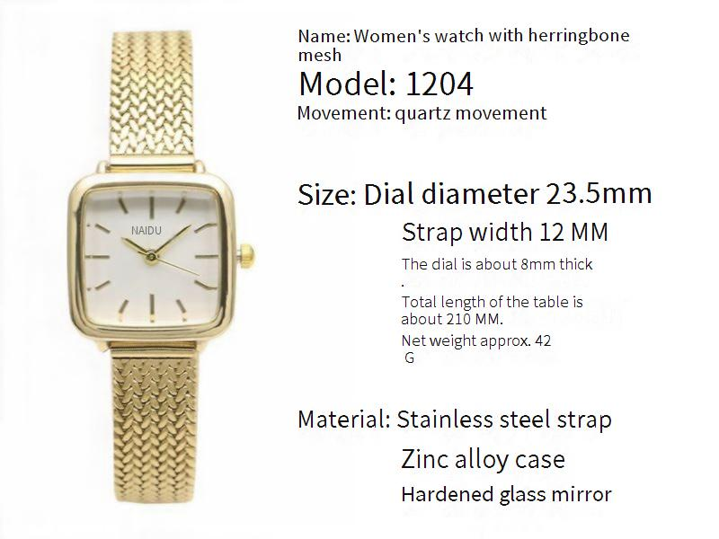 Orologi da donna con cinturino quadrato a spina di pesce in bambù, orologio da ragazza, cinturino in rete per studenti, orologio da ragazzo, orologio al quarzo in stile foresta, piccolo e fresco_voghion.com