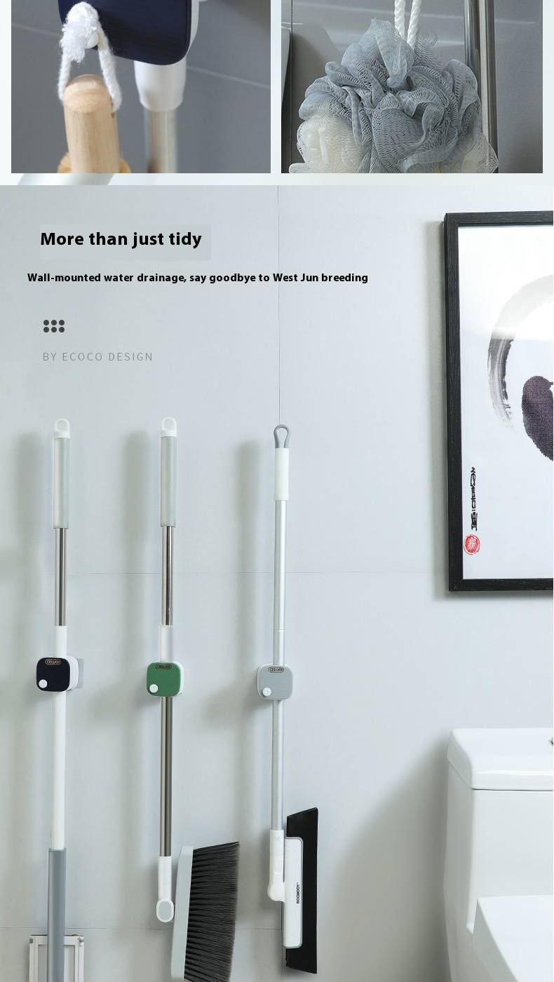 Adhesive Wall Mount For Mops & Brooms – No Drill Space-Saving Holder (3 Colors, Heavy Duty, Rustproof, 2-Pack)_voghion.com