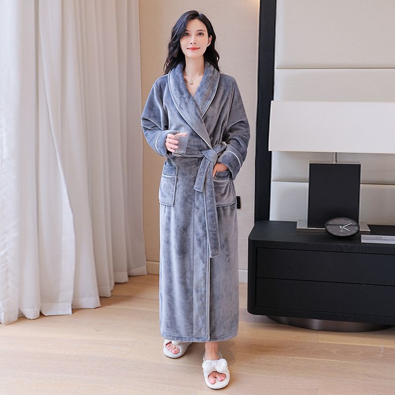 Luxury Flannel Robe For Women & Men - Ultra Soft Fleece Bathrobe With Long Sleeves Cozy Winter Sleepwear Couples Matching Loungewear In Elegant Colors_voghion.com