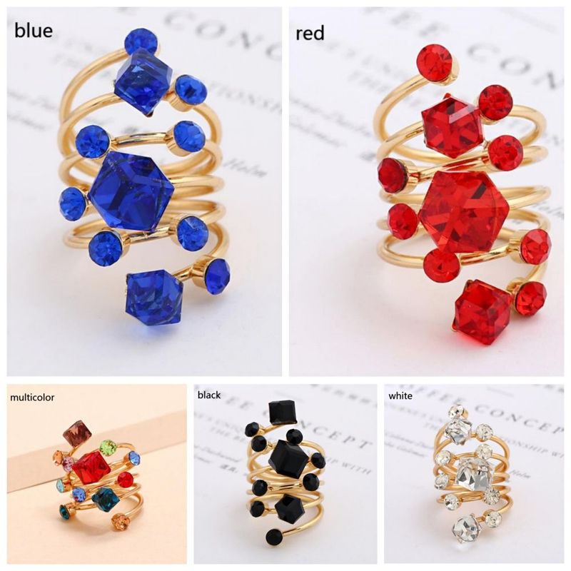 2025 Fashion Style Women's retro luxury diamond women's fashionable and colorful irregular shaped gemstone punk style pendant ring, Korean_voghion.com