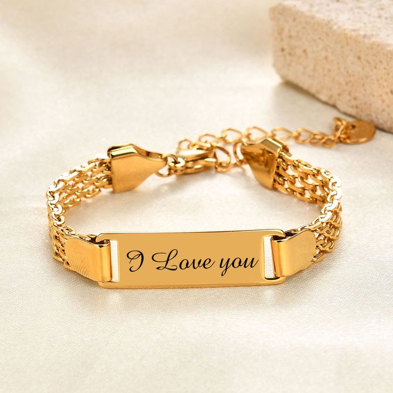 Fashion 8mm Rectangular Tag Charm Of I Love You Printings With Mesh Links Chain Bracelet By Stainless Steel For Men Women_voghion.com