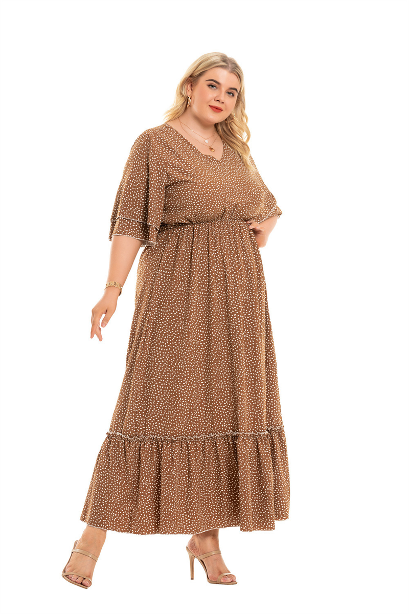 2023 Summer New V-neck Fat MM Bohemian Large Women's Plus size Klänningar_voghion.com