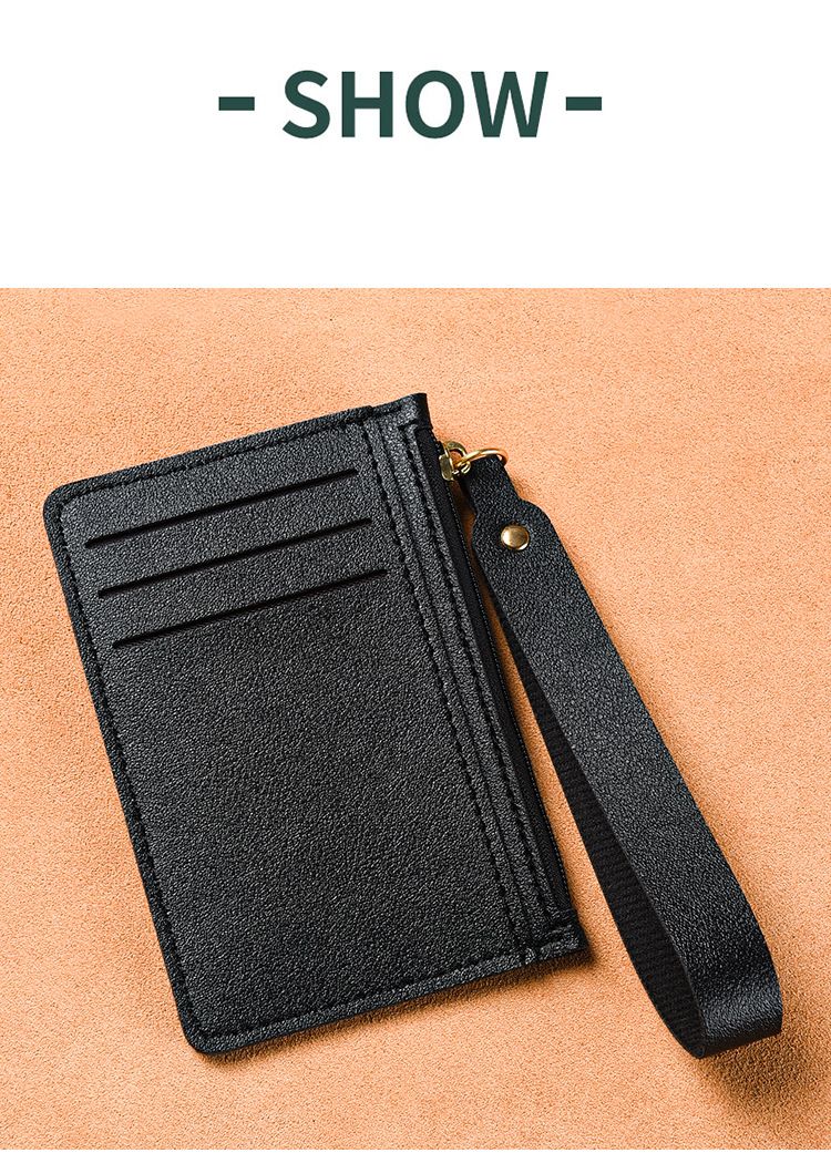 Card Bag Card Cases Hand Held Card Holder Ultra Thin Card Holder Women's Small Coin Purse Solid Color Leather Handle With Zipper For Driver's License_voghion.com