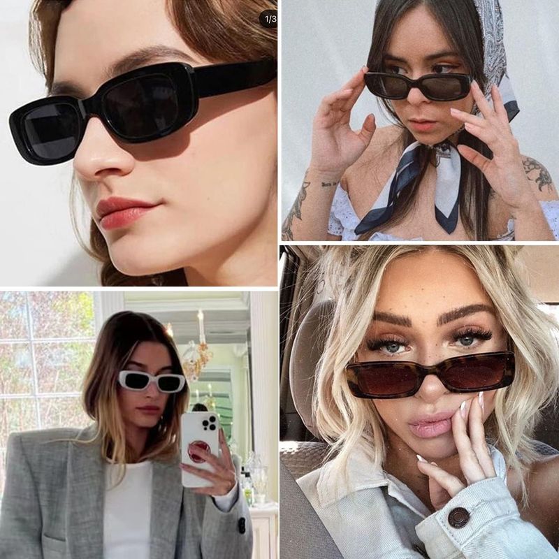 Rectangular Sunglasses For Women Men Trendy Retro Fashion Glasses 90s Vintage Fashionable UV 400 Protection Square Frame_voghion.com