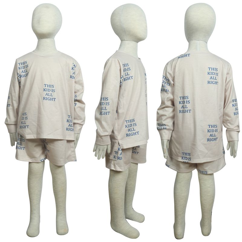 Vêtements pour enfants automne et hiver pull à manches longues short imprimé ensemble deux pièces_voghion.com