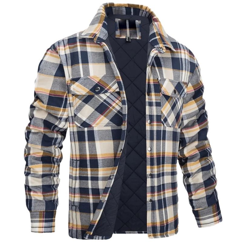 CT 2025 Nuova camicia a quadri spessa con colletto rovesciato a maniche lunghe da uomo_voghion.com