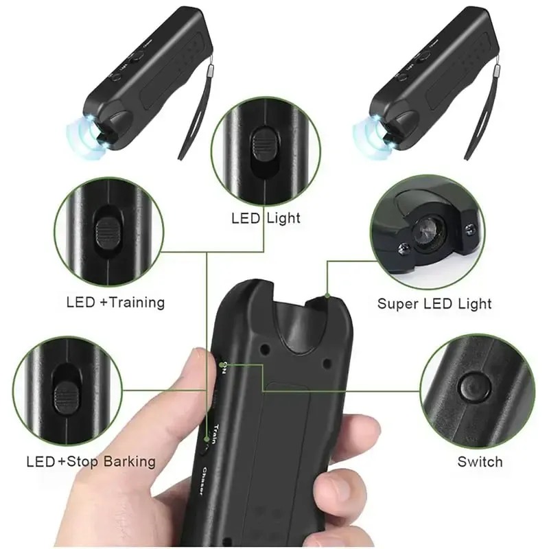 Mini repellente per cani, portatile, antiabbaio, con luce LED ultrasonica, ricaricabile, strumento di addestramento per tutti i cani, accessori per animali domestici_voghion.com