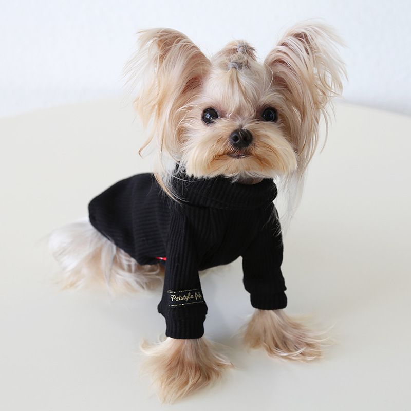 Petstyle 2024 Otoño Invierno Nuevo Estilo Camisa de Mangas Abullonadas con Cuello Alto Acanalado Ropa para Gatos Ropa para Mascotas_voghion.com