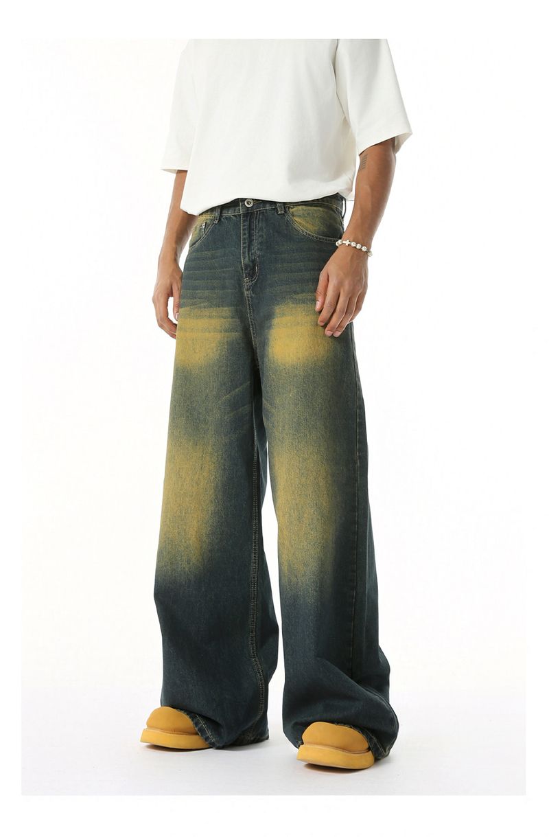 EF JEANS | 2025 Spring New Hong Kong Style Fashion Old Retro Casual Versatile Drape Floor Mopping Jeans_voghion.com