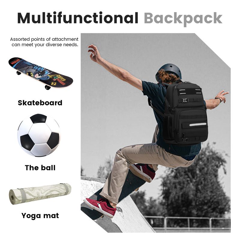 Skateboard Bag With USB Charging Port Laptop Backpack Multifunctional Backpack For Sports_voghion.com