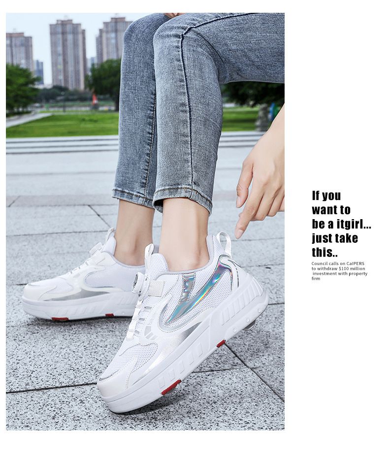 Patines de ruedas de cuatro ruedas para madres y niños, patines de ruedas para niños, patines de ruedas para estudiantes, deformación de contracción invisible_voghion.com