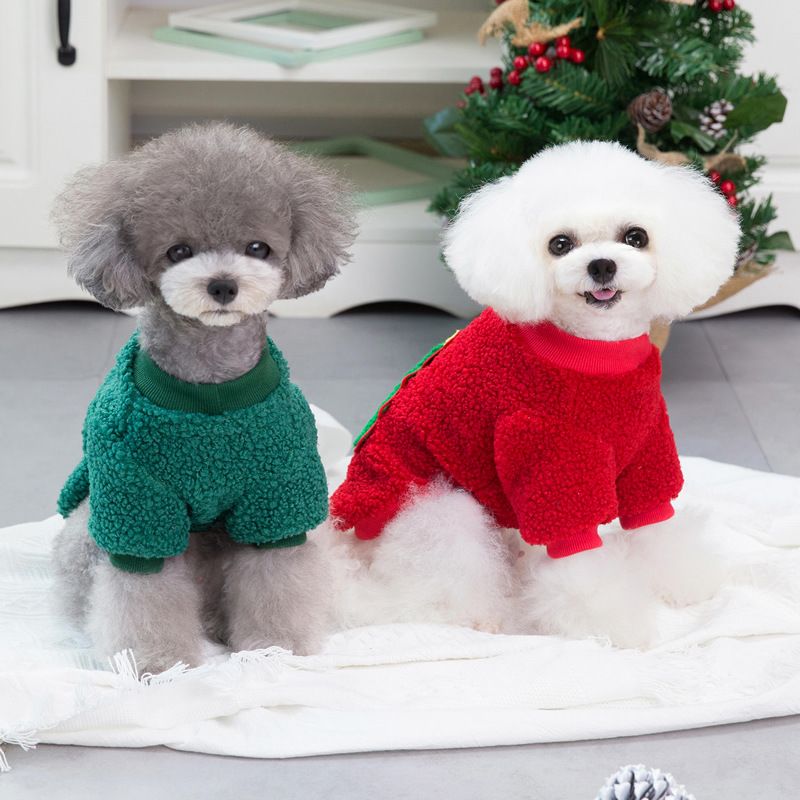 Warm Winter Dog Clothes For Small Dogs, Cozy Fleece Pet Outfit With Christmas Tree Design, Soft & Comfortable For Teddy, Chihuahua, Puppies_voghion.com