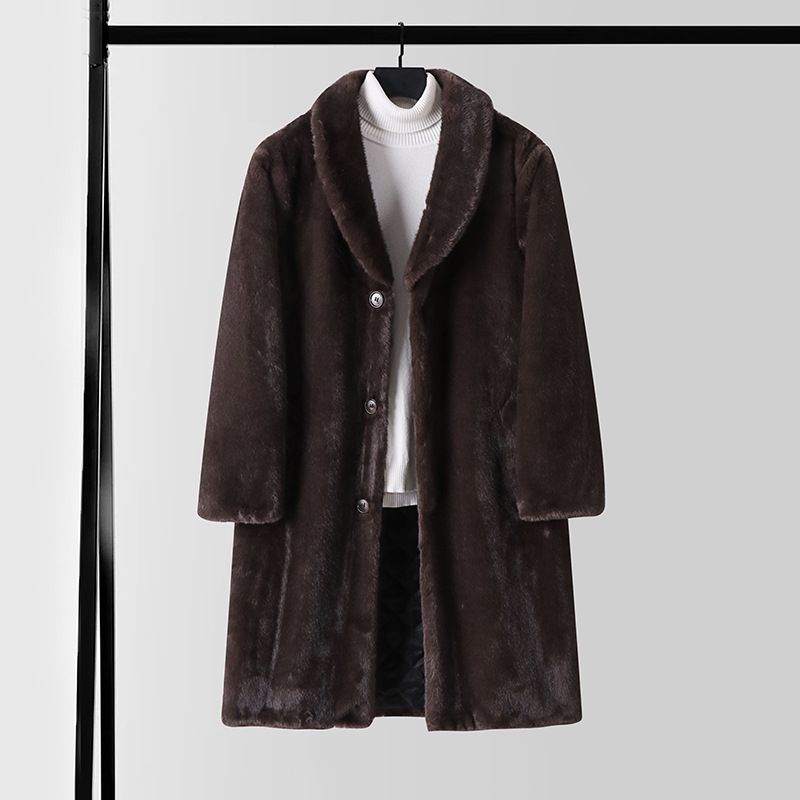 Herrenbekleidung Großer Nerzmantel Herren Trendy Ganzer Nerzmantel Winter Nerz Lockerer Pelz Goldener Nerzmantel Herren_voghion.com