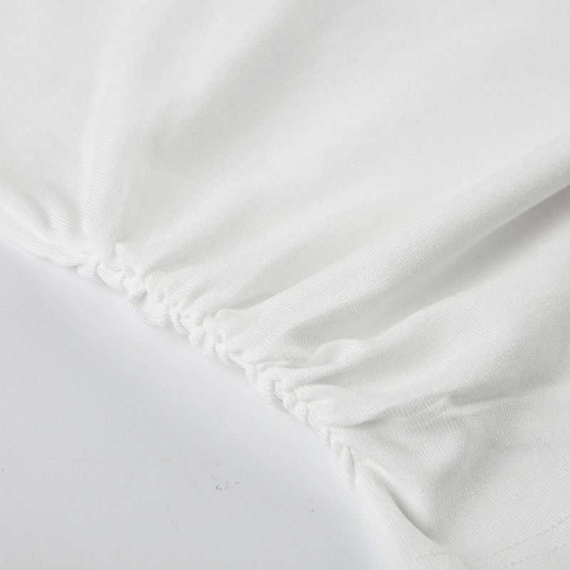 Top in maglia irregolare con nastro annodato dal design personalizzato per donna con scollo a spalle scoperte, maglietta estiva slim fit tinta unita di base_voghion.com