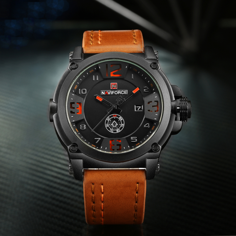 NAVIFORCE Leading 9099 Calendar Men's Waterproof Quartz Belt Watch_voghion.com
