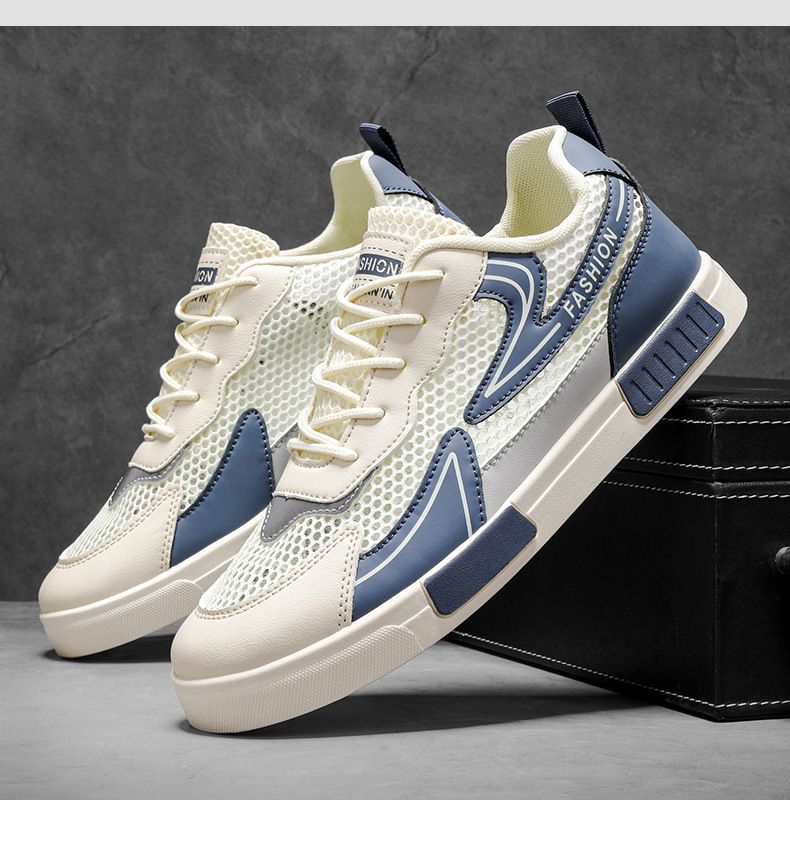 Men's Breathable Mesh Sneakers For Summer - Lightweight Slip-On Casual Shoes With Anti-Slip Rubber Sole, Round Toe Design For Teens And Young Adults_voghion.com