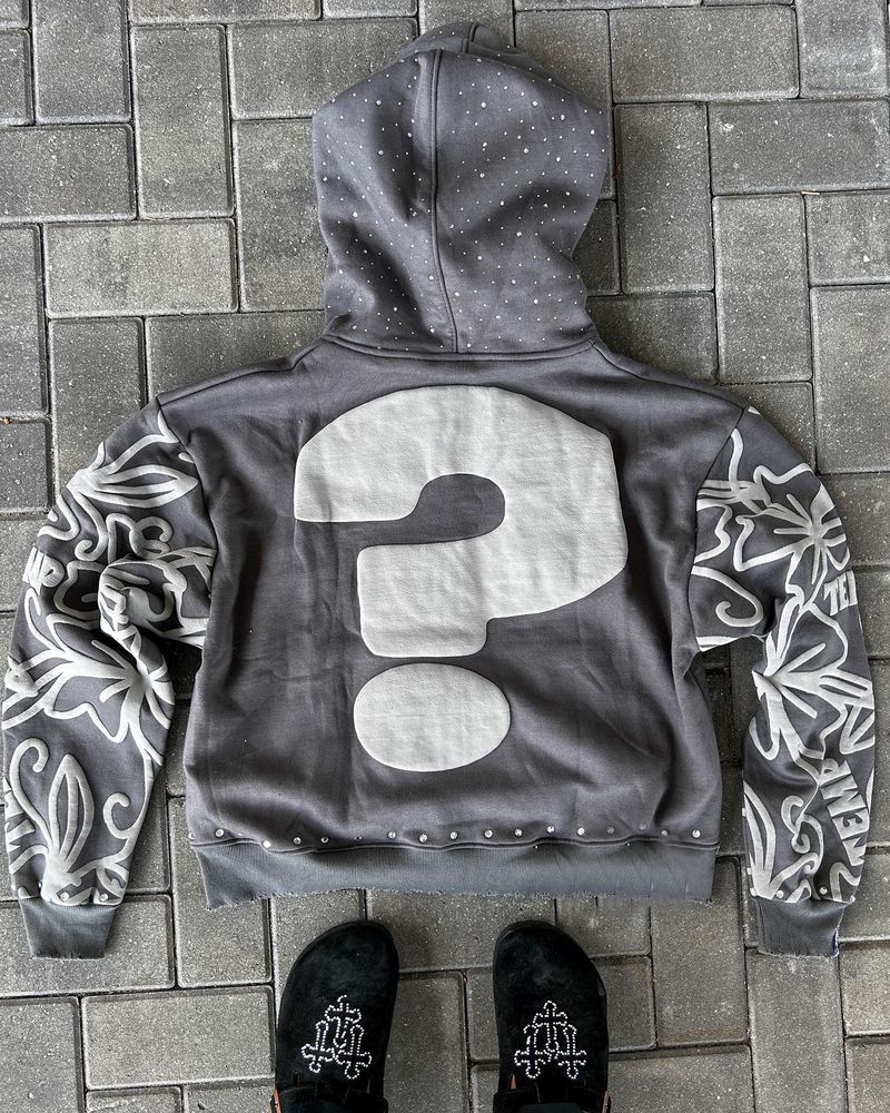 Felpa con cappuccio streetwear retrò Y2K con stampa in schiuma e dettagli in strass - Felpa oversize per uomo e donna, estetica Instagram alla moda_voghion.com