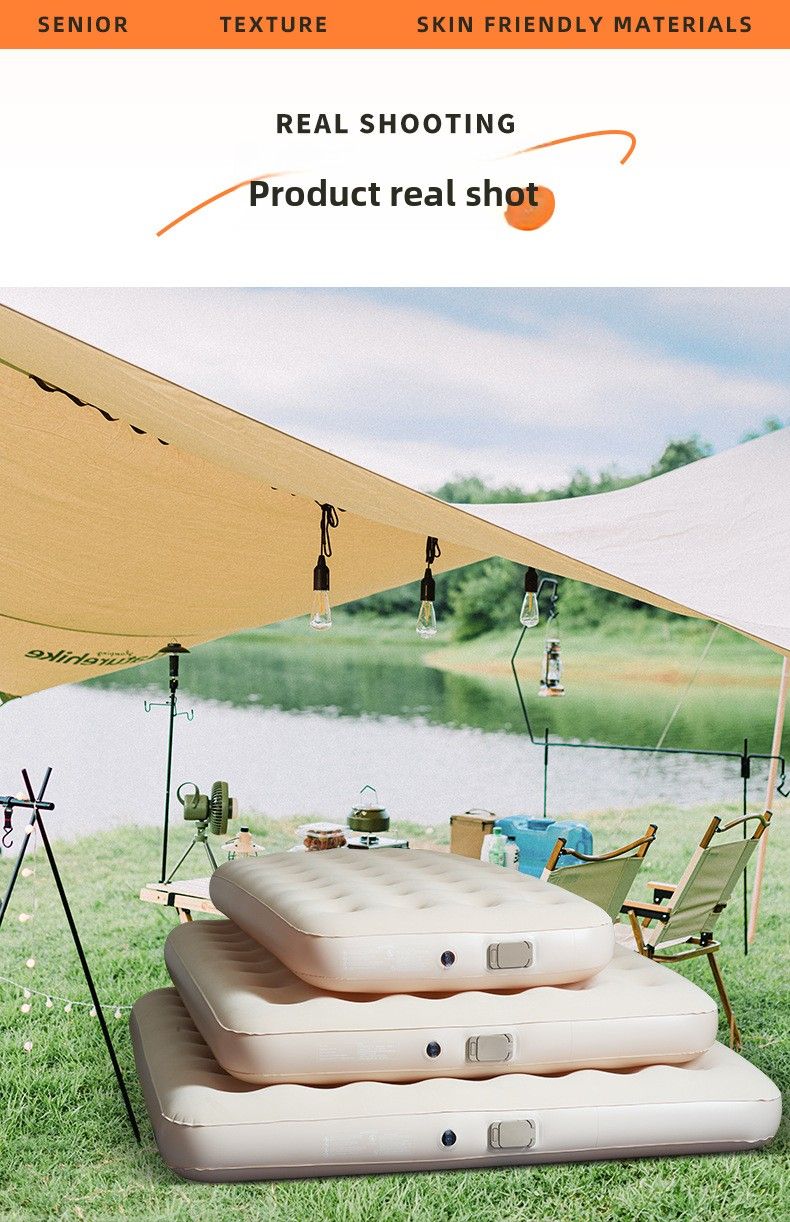 Automatisches aufblasbares Doppel-Luftkissenbett für Camping im Freien, verdickte, beflockte Matratze für Zeltboden_voghion.com