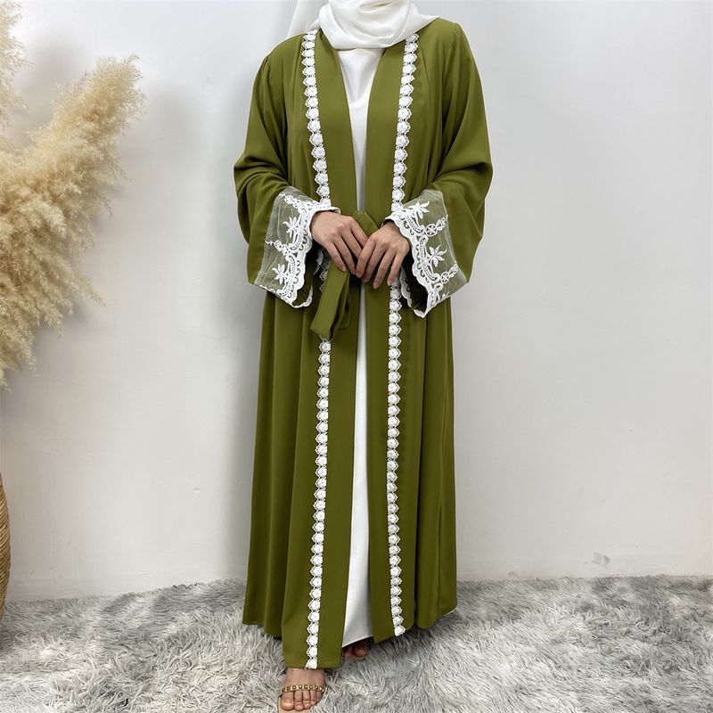 Nueva Abaya musulmana de encaje de Dubái, vestido islámico Nida, moda con bolsillo, túnica larga informal para mujer, ropa turca Eid, caftán marroquí_voghion.com