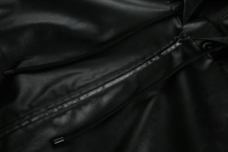 Eon Modish 2025 Spring New American Style Clean Fit Simple Hooded Leather Jacket_voghion.com