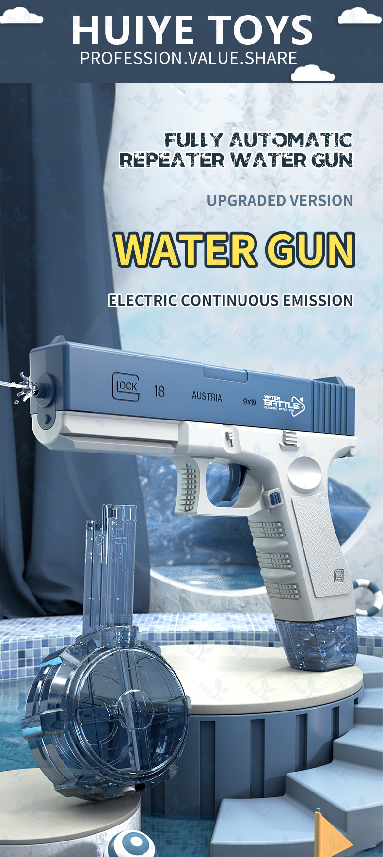Glock Gun Speelgoed Outdoor Lange afstand Schieten Games Afvuren Waterpistool Speelgoed Geschenken Sterke Macht Waterdicht Realistisch Elektrisch Pistool Speelgoed Voor Kinderen Jongens Meisjes_voghion.com