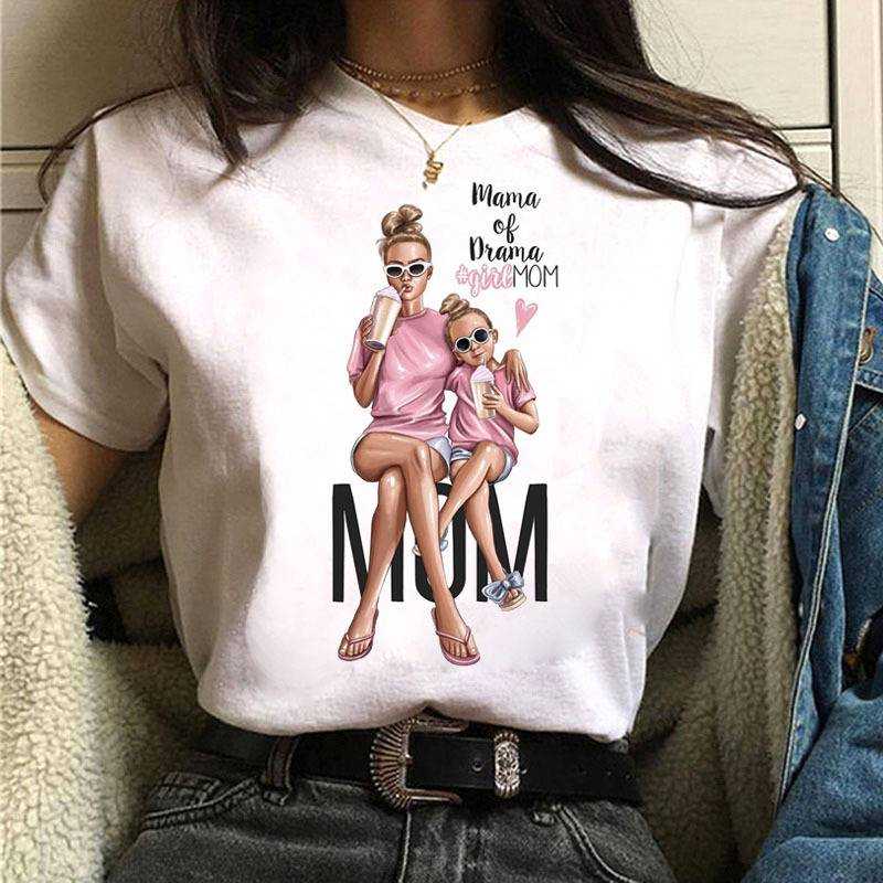 Women's mother's day printed t-shirt women's white short sleeve _voghion.com