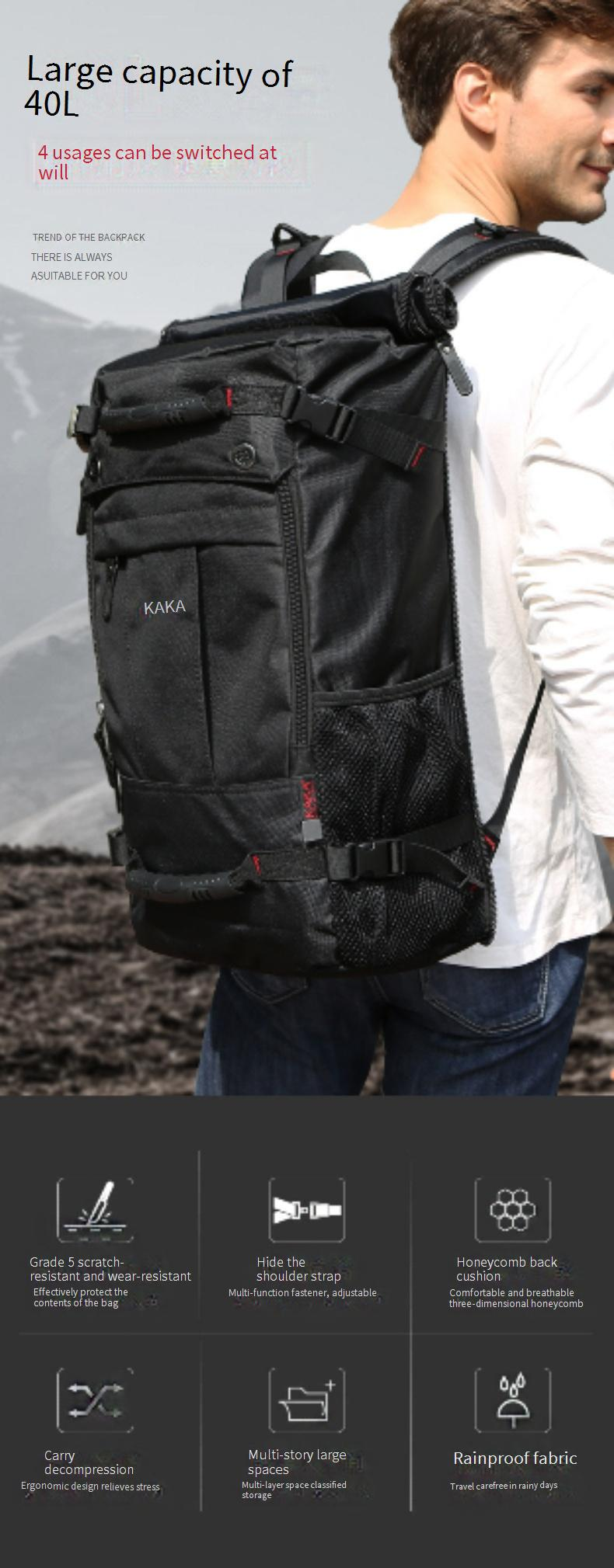 Large Capacity Backpack Men's Travel Bag Leisure Backpack Three Purpose Student Mountaineering Bag With Lock Waterproof Backpack_voghion.com