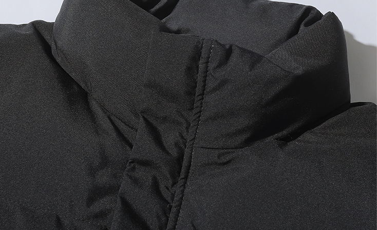 Giacca in cotone sfumato alla moda – Piumino oversize unisex, collo alto e cuciture a contrasto_voghion.com