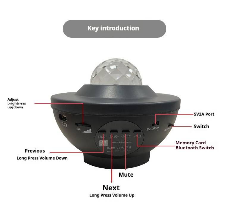 Water Ripple Projector Light – Aurora & Starry Sky Effect, Bluetooth Speaker, Remote Control, Mood Lighting For Bedroom, Party, Relaxation_voghion.com