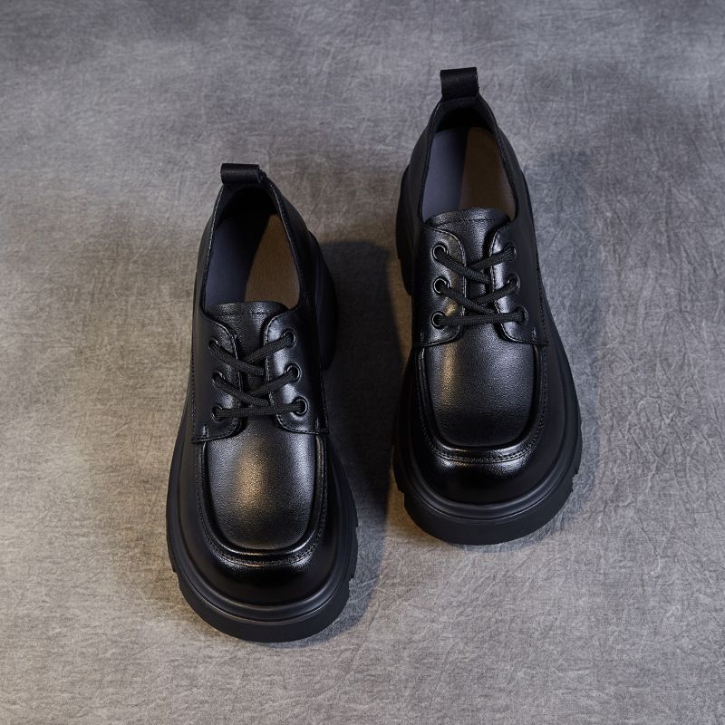 Echte Loafer Für Damen, Neuer Frühlings- Und Herbststil, Lässige Einzelschuhe Aus Rindsleder Der Ersten Schicht, Dicke Sohle Zum Pendeln_voghion.com