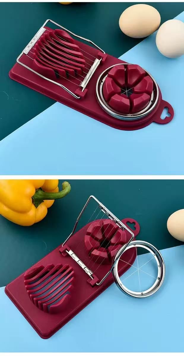 Eierschneider, Haushalts-Eierschneider aus Edelstahl, 2-in-1 zum Schneiden von konservierten Eiern, Jahrhundert-Eiern und normalen Eiern._voghion.com