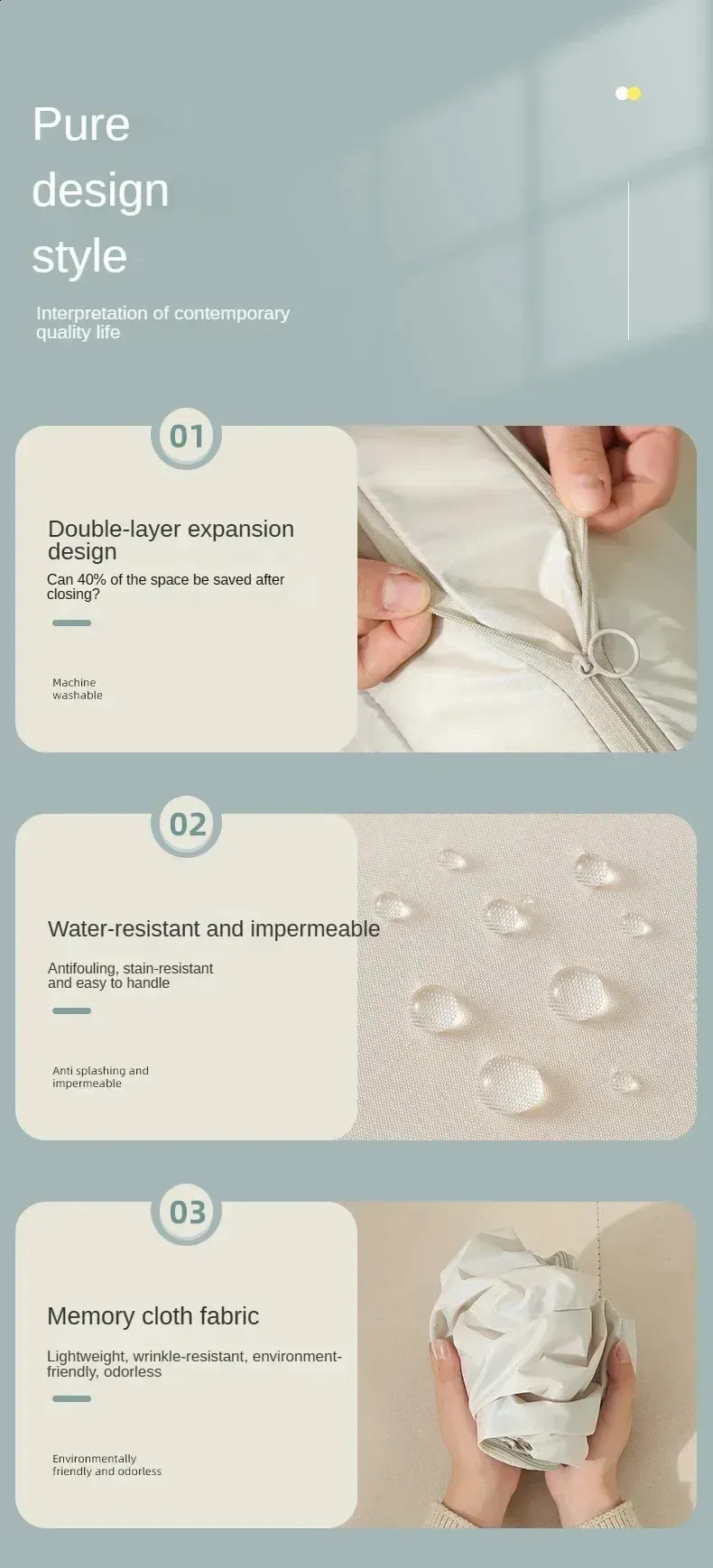 4-teiliges Set komprimierter Verpackung für Kleidung, Daunenjacke, Baumwollsteppdecke, faltbar, große Kapazität, Erweiterung_voghion.com
