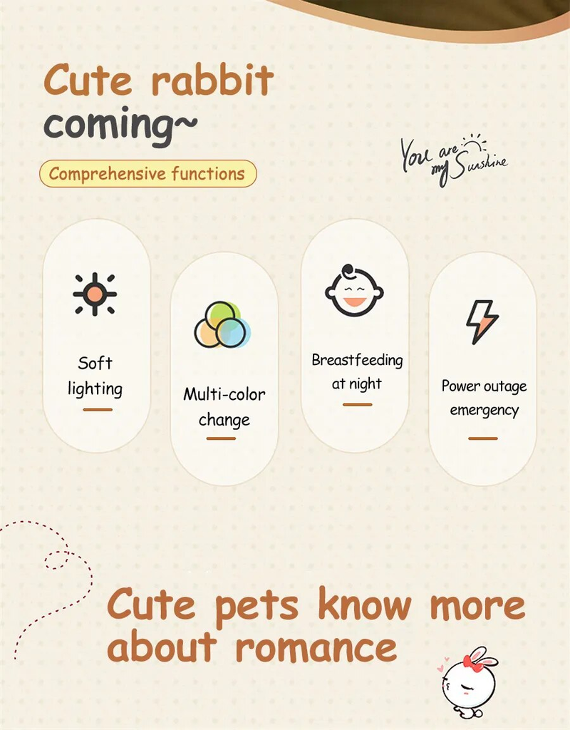 LED Night Light cute Rabbit Animal Cartoon Silicone Lamp Dimmable USB Rechargeable For Children kids bedroom gift Sleeping light_voghion.com