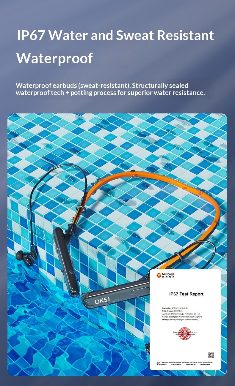 NeoGear 2024 Nouveau tour de cou sans fil Bluetooth avec réduction de bruit intelligente, commande vocale et longue autonomie pour le sport_voghion.com