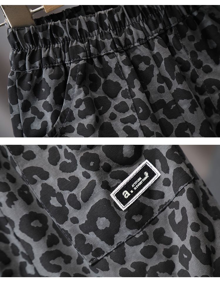 Ensemble deux pièces à manches courtes et imprimé léopard pour mère et enfant, vêtements tendance d'été_voghion.com