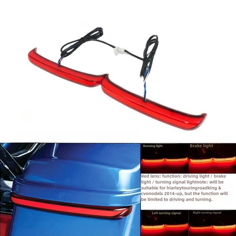 Motorcycle Red Tracer Rear Saddlebag LED Indicator Run Turn Brake Lights For Harley Touring Road King Street Glide CVO 2014-2023_voghion.com