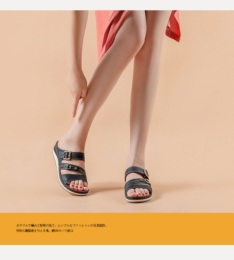 Neu für Frauen, die rutschfeste, lässige Sandalen mit Metallschnalle und dicker Sohle tragen, Sommer-Hausschuhe_voghion.com