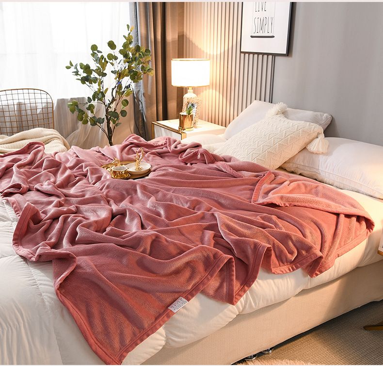 Manta de vellón francés multifuncional de color sólido para otoño e invierno, cálida manta para guardería, manta para cama individual y doble._voghion.com