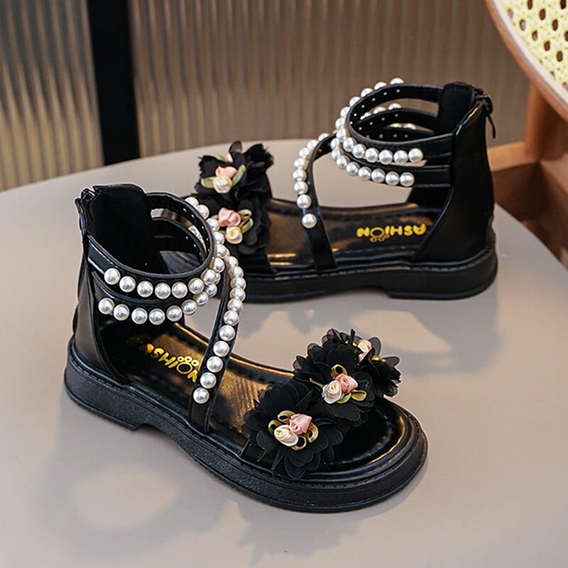 SHLIANG Mädchen Sandalen Sommer Prinzessin Weiß Party Sandalen Perlen Plateau Baby Casual Strand Schuhe Rutschfeste Flats SA128_voghion.com