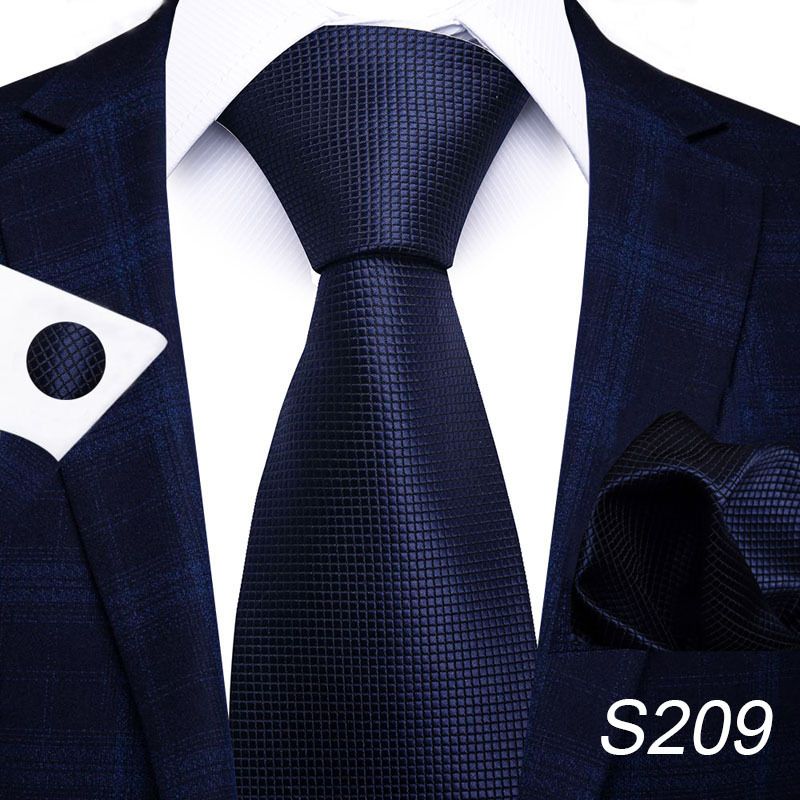 Corbata de seda de poliéster de alta calidad unisex para hombre, corbata formal de color sólido, bolsillo, toalla, gemelos, juego de jacquard_voghion.com
