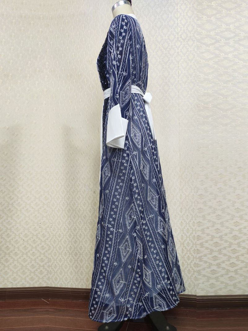 Kleid mit Stickerei-Applikationen, muslimischer Party-Abendessen-Robe_voghion.com