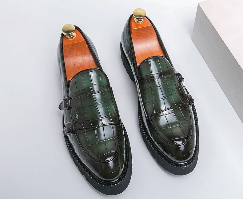 Men's British Style Platform Loafers - Chunky Round Toe Workwear Casual Shoes For Wedding & Daily Wear (Black/Green/Blue, Sizes 37-46)_voghion.com