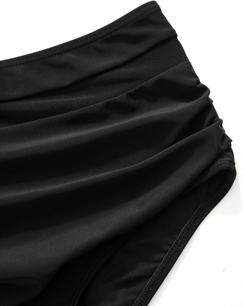 Maillot de bain une pièce sexy ajouré couleur unie, maillot de bain une pièce en maille épissée, taille haute, décolleté plongeant_voghion.com