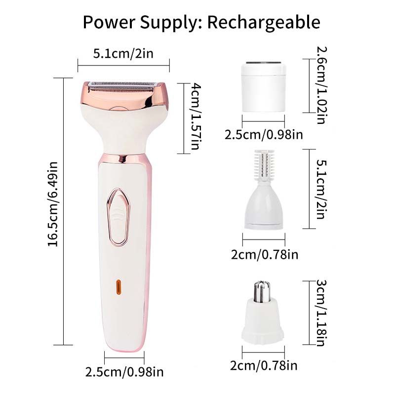 Rechargeable 4 In 1 Women Hair Removal Shaver Device Epilator Female Shaving hine Eyebrow Nose Electric Trimmer Razor_voghion.com