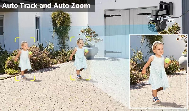 10X Zoom WiFi Security Camera With Auto Tracking, Night Vision, 6MP HD, Dual Light, IP67 Waterproof For Indoor/Outdoor Use_voghion.com