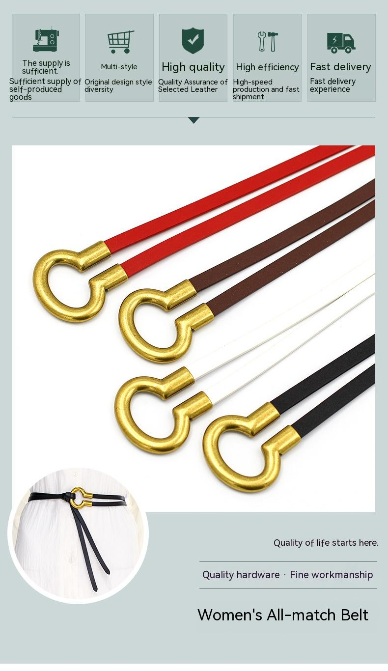 Cintura in pelle di vacchetta casual e versatile da donna di nuova vendita abbinata a una cintura annodata in pelle vintage alla moda_voghion.com