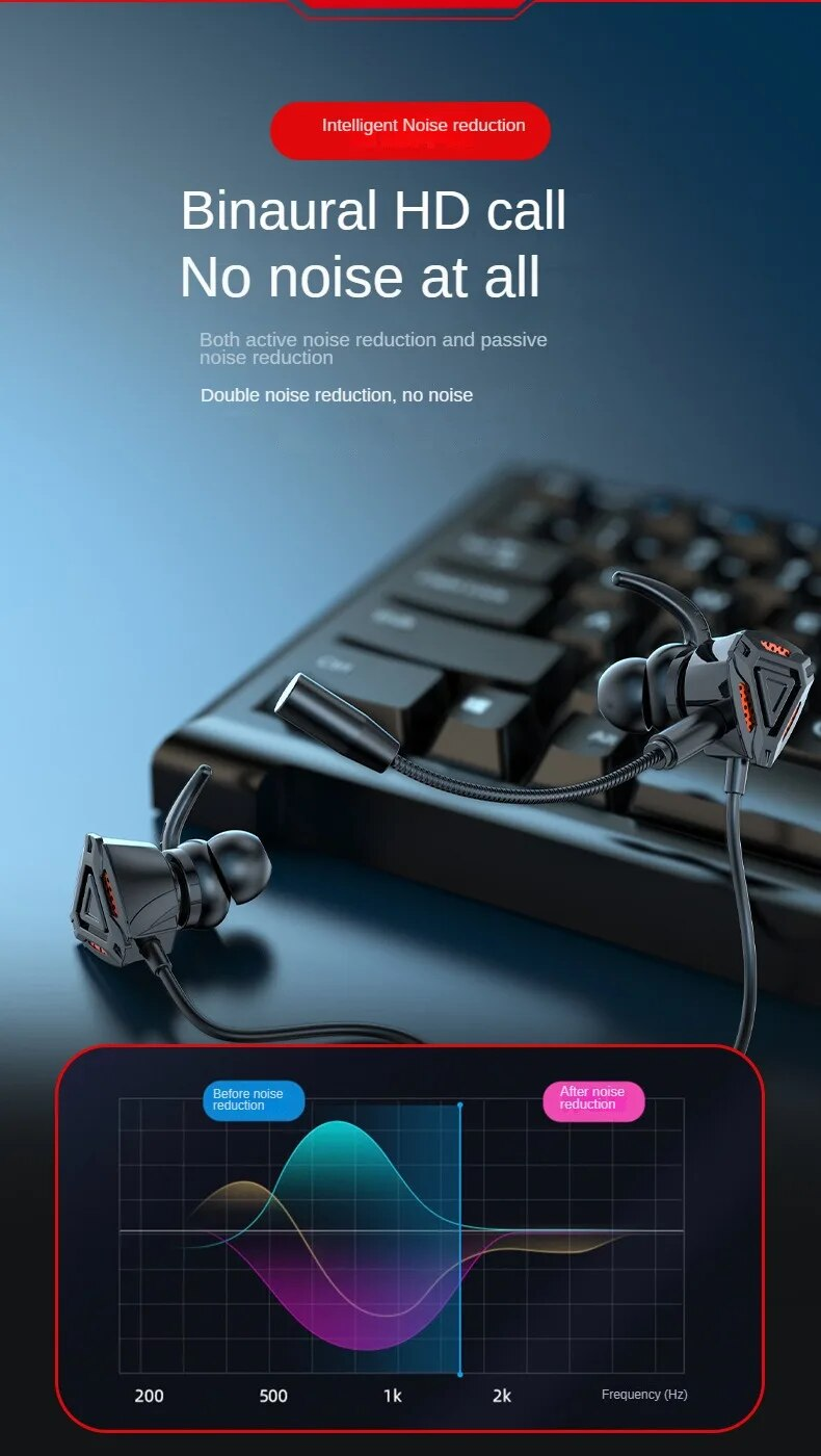 Gaming-Headset mit Mikrofon, In-Ear-Headset für Mobiltelefone und Computer, kabelgebundenes Headset für Gamer_voghion.com