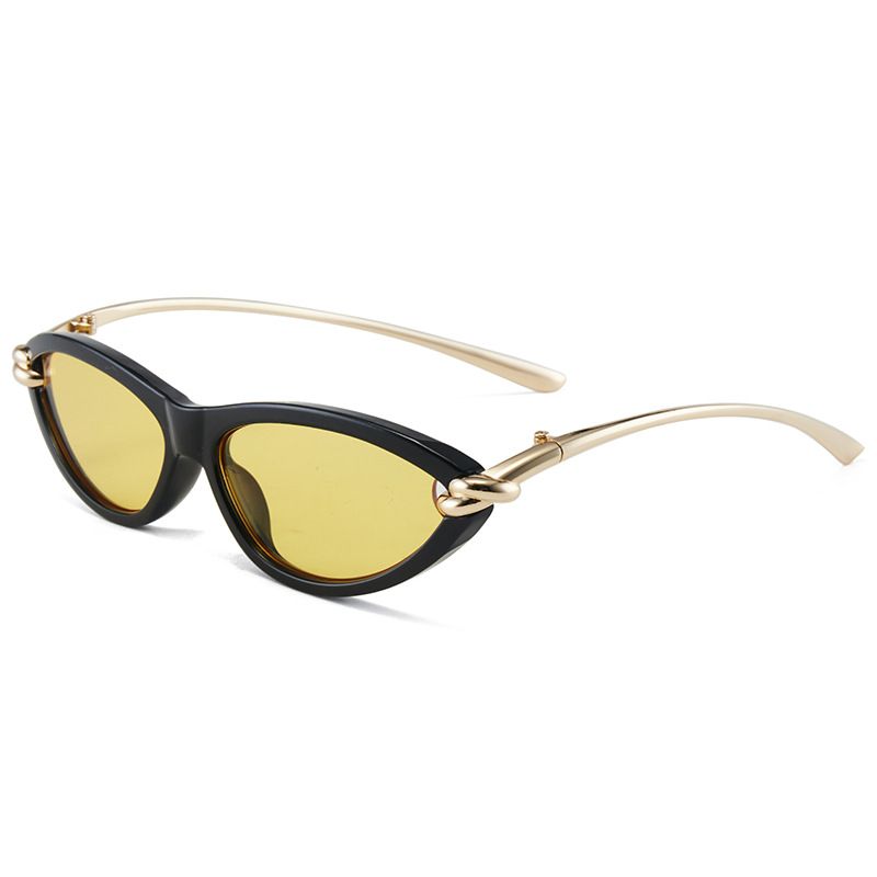 Occhiali da sole da donna moderni con montatura curva in metallo, stile Cat Eye, stile celebrità di Internet, stile trendy per esterni_voghion.com