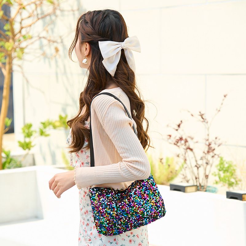 Borsa a tracolla con paillettes colorate alla moda 2025, primavera estate, moderna, da donna, da portare sottobraccio, per telefono cellulare_voghion.com