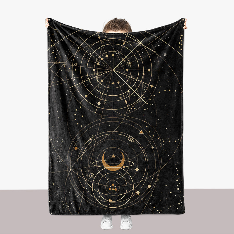 Coperta ispessita per divano in flanella stampata in 3D della serie Universe Moon Sun_voghion.com